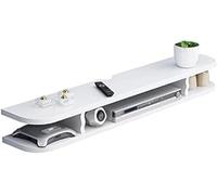 Mobiletto sospeso in legno per TV, console multimediale a 2 strati con foro per filo, design salvaspazio per uso domestico e ufficio, ideale per ristoranti e hotel