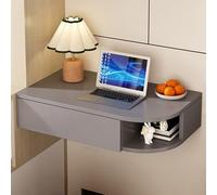 Mobiletto Sospeso Salvaspazio Per Comodino, Scrivania Flottante Per Camera Da Letto, Scrittoio Angolare Con Cassetti, Postazione Studio Compatta(Grey,90x45x18cm)