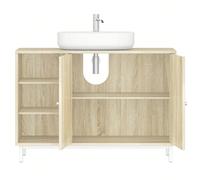 Mobiletto, Sottolavandino Armadietto Sottolavabo Scaffale per Il Bagno con 2 Ante 2 Scompartimenti Ripiani Regolabili a Prova di umidità 30 x 90 x 63 cm, Colore Rovere Chiaro Informazioni su questo ar