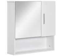 Mobiletto Specchiera da Bagno 2 Ante 1 Ripiano 54x15,2x55,3 cm in Legno Bianco