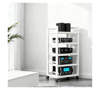 Mobiletto Stereo Hi-Fi Con Ruote, Supporto Multimediale AV Con Ruote, Mobiletto Stereo Hi-Fi, Ripiano For Console Di Gioco, Supporto For DVD A 5 Livelli Con Ripiani Regolabili(White1)