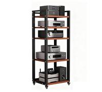 Mobiletto Stereo Hi-Fi Con Ruote, Supporto Multimediale AV Con Ruote, Mobiletto Stereo Hi-Fi, Ripiano For Console Di Gioco, Supporto For DVD A 5 Livelli Con Ripiani Regolabili(Black4)