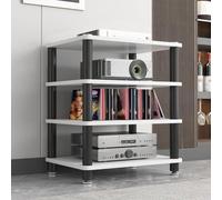 Mobiletto stereo / Mobile multimediale,Scaffale angolare AV a 2/3/4 ripiani | Ideale per casa, ufficio, sala AV, DJ e home theater(Light walnut,Quadruple-layer)