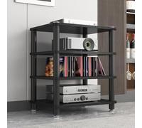 Mobiletto stereo / Mobile multimediale,Scaffale angolare AV a 2/3/4 ripiani | Ideale per casa, ufficio, sala AV, DJ e home theater(Black,Quadruple-layer)