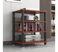 Mobiletto stereo / Mobile multimediale,Scaffale angolare AV a 2/3/4 ripiani | Ideale per casa, ufficio, sala AV, DJ e home theater(Teak,Quadruple-layer)
