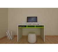 MOBILFINO CAMERETTE ANGST3 - Angolo studio scrivania design con vani a giorno L.134 H. 83,8 P 60 - Bianco e Lime