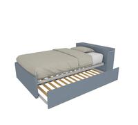 MOBILFINO CAMERETTE Letto Una Piazza e Mezza 120x190 con Contenitore e Secondo Letto Estraibile - Testata a Destra, Avio/Marina