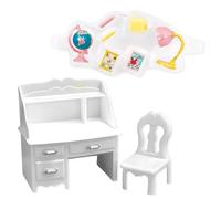 Mobili Casa Bambole, Mobili in Miniatura, Mobili per Casa delle Bambole, Set di Mobili Miniatura per Camera da Bambini, Studio della Casa delle Bambole, Scrivere, Sedia, Libri, Lampada