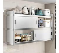 Mobili da cucina, credenza, mobile da cucina a muro in acciaio inox, mobile da parete con ante scorrevoli; organizer for mobili for bar commerciali, scuole, garage(120x35cm/47.24x13.78in)