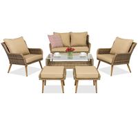 Mobili da giardino Bilbao Coffee 4 + 2 pouf Garden Point marrone