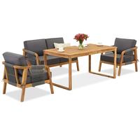 Mobili da giardino in legno di acacia Mumbai Apetito 4 con pouf Garden Point