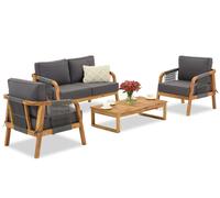 Mobili da giardino in legno di acacia Mumbai Coffee 4 con pouf Garden Point