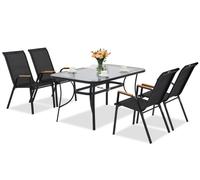 Mobili da giardino in metallo Modena/Bitonto Wood per 4 persone Garden Point nero