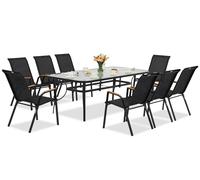 Mobili da giardino in metallo Modena/Bitonto Wood per 8 persone con grande tavolo Garden Point nero