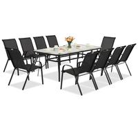 Mobili da giardino in metallo Modena per 10 persone con tavolo grande Garden Point nero
