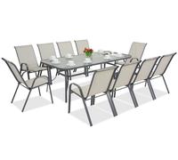 Mobili da giardino in metallo Modena per 10 persone con un grande tavolo di Garden Point grigio chiaro