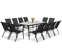 Mobili da giardino in metallo Modena per 12 persone con tavolo grande Garden Point nero