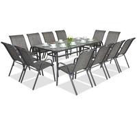 Mobili da giardino in metallo Modena per 12 persone con un grande tavolo di Garden Point grigio