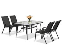 Mobili da giardino in metallo Modena per 4 persone con tavolino Garden Point nero