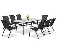 Mobili da giardino in metallo Modena per 8 persone con tavolo grande Garden Point nero