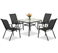 Mobili da giardino in metallo per 4 persone con tavolo quadrato Garden Point nero
