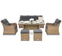 Mobili da giardino in rattan Toledo Apetito 5 con 2 pouff cappuccino Garden Point