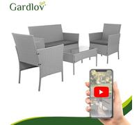 Mobili da giardino in technorattan grigio scuro set di 2 sedie, divano, tavolo