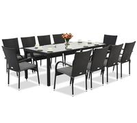 Mobili da giardino in technorattan Milano per 10 persone con grande tavolo Garden Point nero