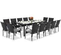 Mobili da giardino in technorattan Milano per 14 persone con grande tavolo Garden Point nero
