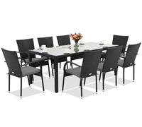 Mobili da giardino in technorattan Milano per 8 persone con grande tavolo Garden Point nero