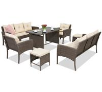 Mobili da giardino in tecnorattan con pouf Bari Apetito 8 Garden Point marrone