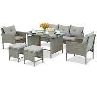 Mobili da giardino in tecnorattan con pouf Bari Garden Point grigio