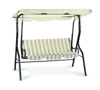 Dondolo in Tubolare Acciaio 3 Posti Beige Rigato