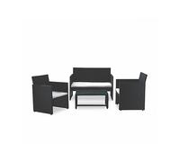 Garden Friend Set da giardino Salotto da giardino effetto Rattan Salottino da esterno completo 4 pezzi: Divano, Poltrone, Tavolino e Cuscini colore Nero - S13830...