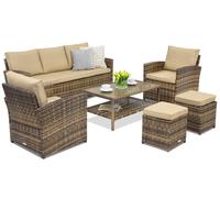 Mobili da giardino Monaco Coffee 5 + 2 pouf Garden Point marrone