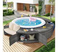 Mobili da giardino rotondi con piedini regolabili e armadio, struttura in metallo per giardino, Grigio (senza piscina)