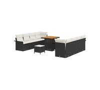MOBILI DA GIARDINO VIDAXL Set con cuscino, Poly-rattan, legno massiccio di acacia, 80x80x71 cm