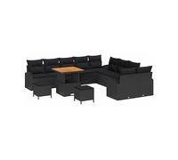 MOBILI DA GIARDINO VIDAXL Set con cuscino, Polyrattan, acciaio, legno massello di acacia, 80x80x71 cm