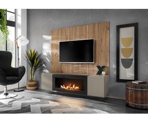 Mobili da Parete Componibile Xari II Sgas-k Con Push - Clic E Bio Etanolo Camino