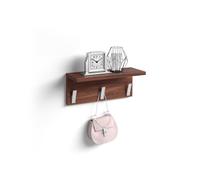 Mobili Fiver, Appendiabiti da parete, Rachele, da 40 cm, Noce Canaletto, Appendiabiti moderno per Bagno, Camera, Ingresso, Made in Italy