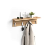Mobili Fiver, Appendiabiti da parete, Rachele, da 60 cm, Rovere Rustico, Appendiabiti moderno per Bagno, Camera, Ingresso, Made in Italy