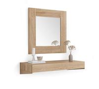 Mobili Fiver, Consolle Sospesa Evolution 90x40, Rovere Naturale, NO, Consolle moderna corridoio, Made in Italy