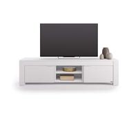 Mobili Fiver, Credenza porta Tv con vano a giorno e 2 ante Rachele, (180x45x45,8 cm), Bianco Frassino, 180 cmx45 cmx45.8 cm, Nobilitato, Credenza Soggiorno Moderna, Made in Italy