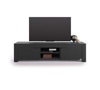 Mobili Fiver, Credenza porta Tv con vano a giorno e 2 ante Rachele, (180x45x45,8 cm), Nero Frassino, 180 cmx45 cmx45.8 cm, Nobilitato, Credenza Soggiorno Moderna, Made in Italy