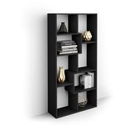 Mobili Fiver, Libreria bassa XS Iacopo (160,8 x 80 cm), Nero Frassino, Libreria da Muro o Divisoria per Soggiorno, Ufficio, Made in Italy