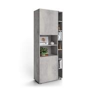 Mobili Fiver, Libreria Componibile Romina (76,8 x 200 cm), Grigio Cemento, Libreria da Muro o Divisoria per Camera, Soggiorno, Ufficio, Made in Italy