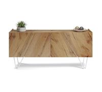 Mobili Fiver, Madia-Buffet 4 ante Emma con gambe bianche, Rovere Rustico, 168 cmx45 cmx76.6 cm, Nobilitato/Ferro, Credenza Soggiorno Moderna, Made in Italy