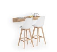 Mobili Fiver, Mensolone Da Bar Evolution 120x40, Rovere Naturale, Tavolo a muro sospeso per Bar e Ristoranti, Cucina, Made in Italy
