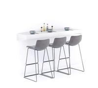 Mobili Fiver, Mensolone Da Bar Evolution 180x40, Bianco Frassino, Tavolo a muro sospeso per Bar e Ristoranti, Cucina, Made in Italy