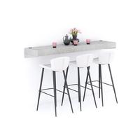 Mobili Fiver, Mensolone Da Bar Evolution 180x40, Grigio Cemento con Caricatore Wireless, Tavolo a muro sospeso per Bar e Ristoranti, Cucina, Made in Italy